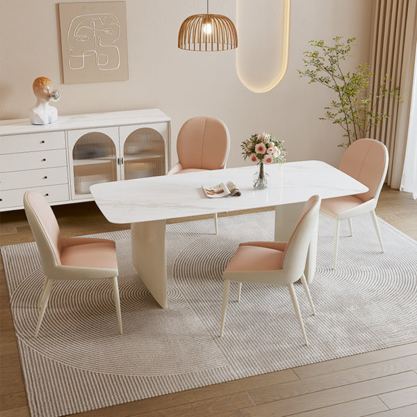 Orren Ellis Dining Table Sets Cream Wind White Simple Household Modern